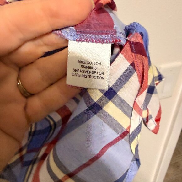 Studio Works Button Down Shirt Red White Blue Plaid Womans XL - Picture 5 of 6